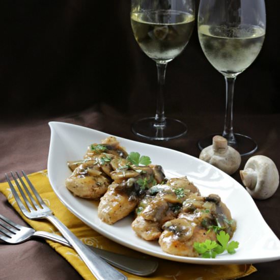 Mushroom Chicken with Brandy Sauce - Recipe photo by Healthy World Cuisine