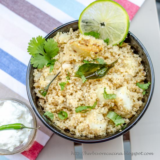 Quinoa 'Sabudana Khichdi' - Recipe photo by Herbivore Cucina