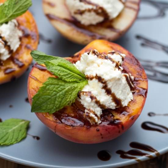 Grilled Peaches with Ricotta - Recipe photo by Grab Your Spork