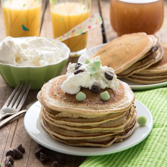 Mint Chocolate Chip Pancakes - Recipe photo by boulderlocavore