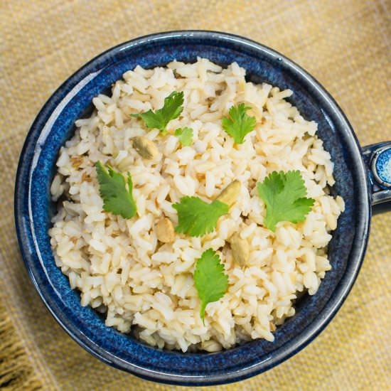 Indian-Spiced Brown Rice - Recipe photo by focusedonfit