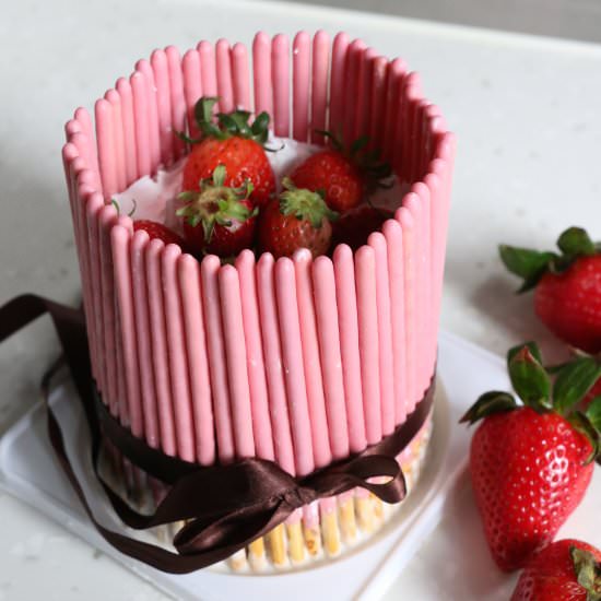 Strawberry Pocky Cake - Recipe photo by AndrestheHomeBaker