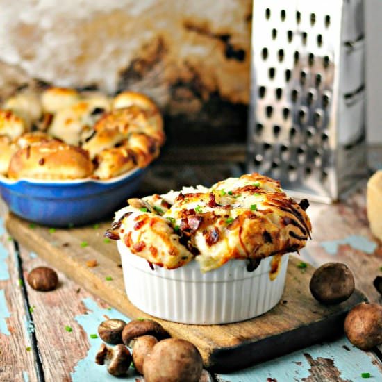 Mushroom (Bacon) Pull Apart Bread - Recipe photo by loavesanddishes
