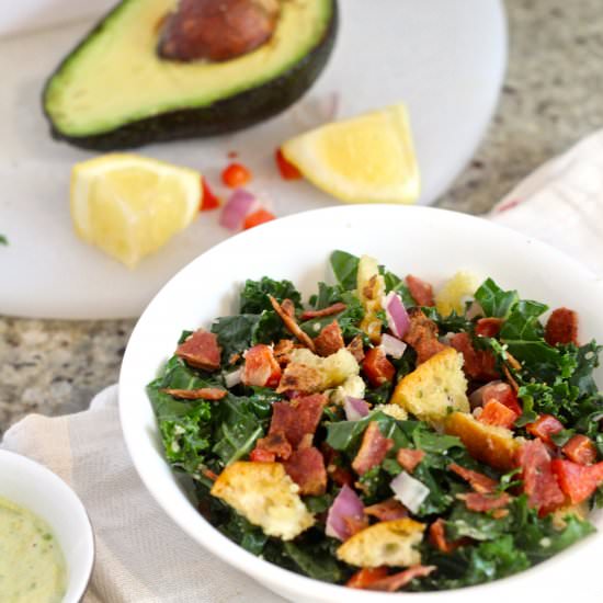 Kale Caesar Salad with Avocado - Recipe photo by thegirlonbloor
