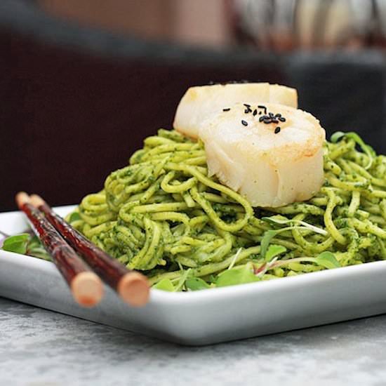 Jade Noodles + Seared Scallops - Recipe photo by adoring-kitchen