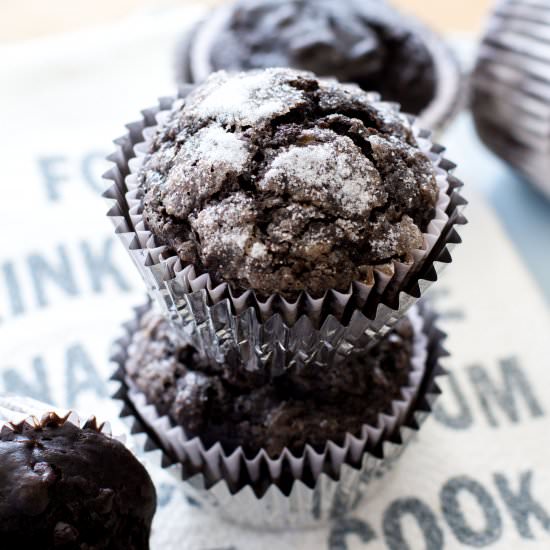 Dark Chocolate Banana Muffins - Recipe photo by a latte food