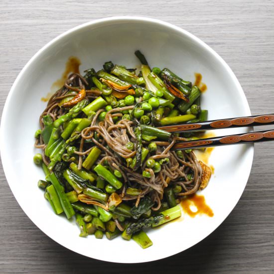 Soba Noodles with Spring Veggies - Recipe photo by saffronandsun