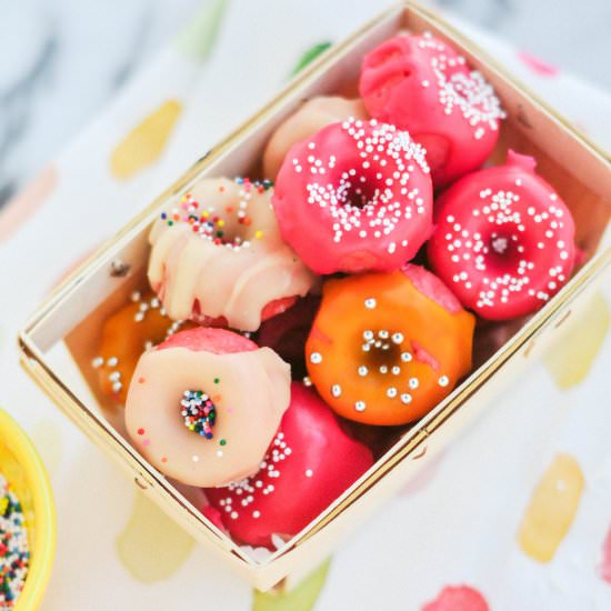 Mini Pink Strawberry Donuts - Recipe photo by proper