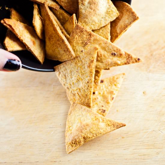 Baked Cheezy Garlic Corn Chips - Recipe photo by calmmindbusybody