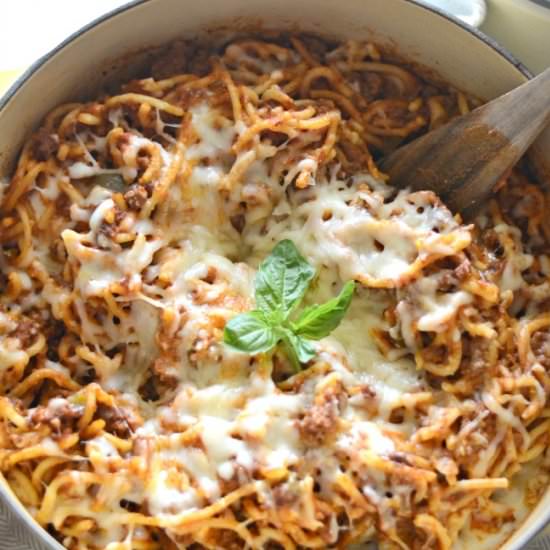 Easy Cheesy Skillet Spaghetti - Recipe photo by aimeebroussard