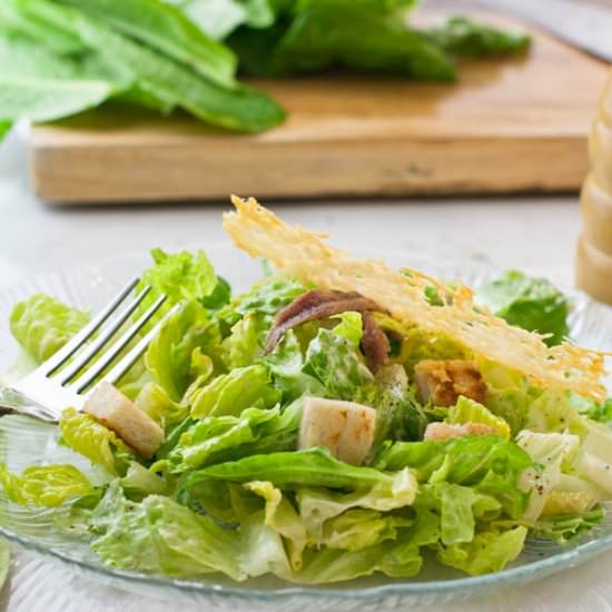 Caesar Salad with Parmesan Crisp - Recipe photo by What A Girl Eats