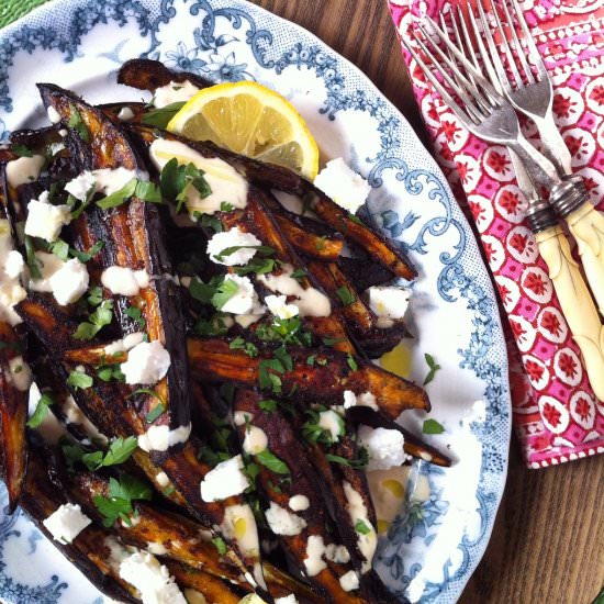 Chermoula Spiced Eggplant Wedges - Recipe photo by selmastable