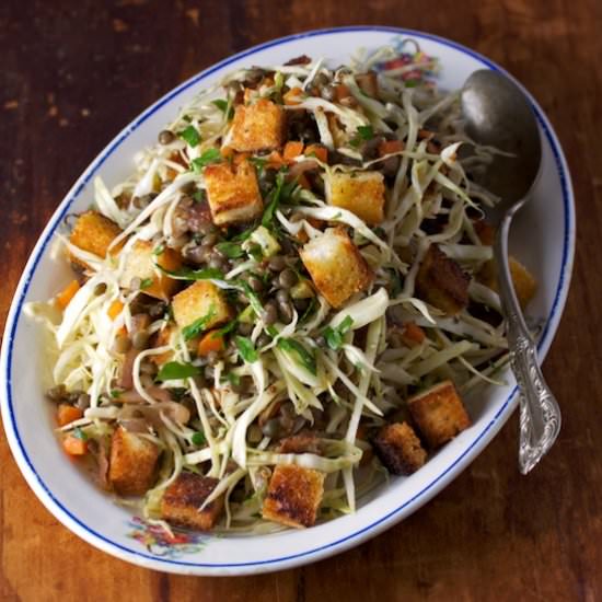 Lentil, Cabbage and Bacon Salad - Recipe photo by gourmandistan
