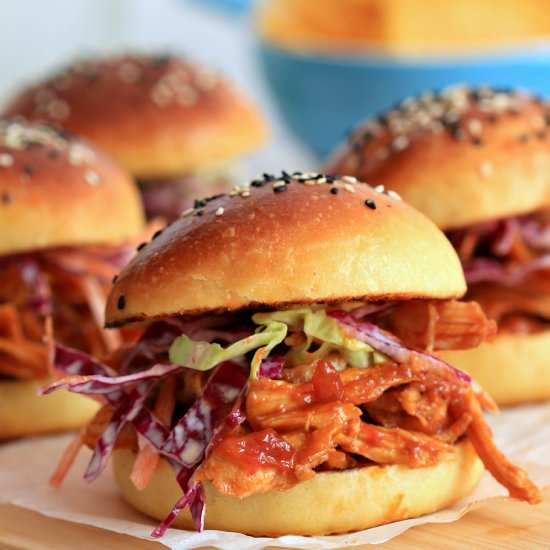 Baked Pulled Chicken Sliders - Recipe photo by mybarecupboard