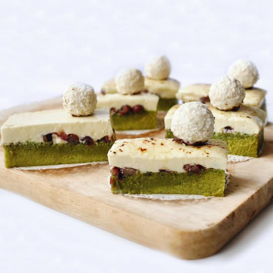 Vanilla Matcha Azuki Cheesecake - Recipe photo by yellowfingers