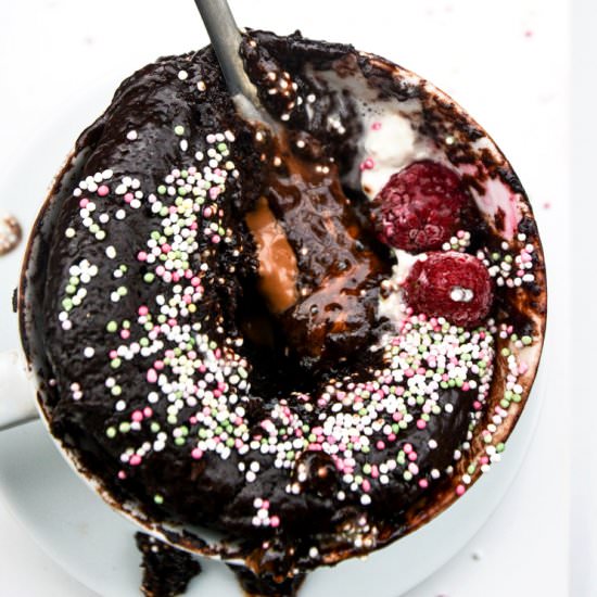 Chocolate Molten Lava Mug Cake - Recipe photo by Anu@MyGingerGarlicKitchen