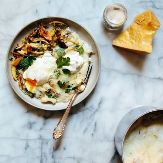 White Polenta with Mushrooms - Recipe photo by FeedMeDearly
