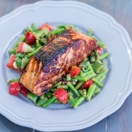 Honey Garlic Salmon with Salad - Recipe photo by maya kitchenette