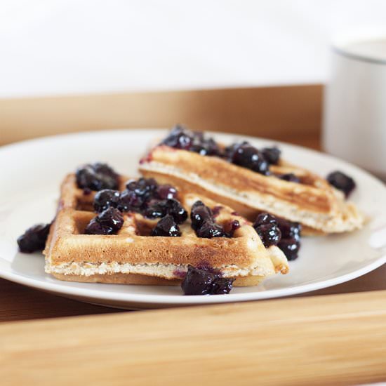 Homemade Waffles & Blueberries - Recipe photo by emmathompson