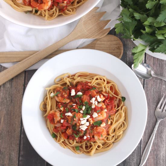 Herbed Mediterranean Shrimp Pasta - Recipe photo by Two Healthy Kitchens
