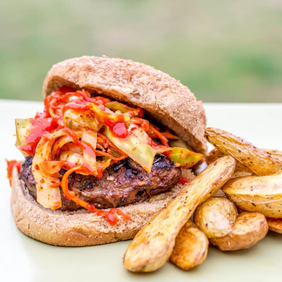 Bulgogi Burgers with Kimchi Slaw - Recipe photo by debbiebwolfe