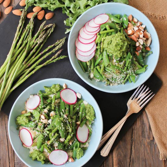 Cauli Rice Bowl w/Spring Vegetables - Recipe photo by domesticateme
