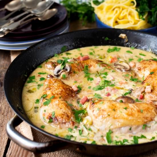 Coq au Riesling - Recipe photo by KitchenSanctuary