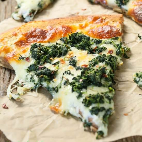 Roasted Garlic Spinach White Pizza - Recipe photo by EatGood4Life