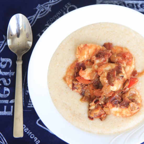 Shrimp and "Grits" with Bacon Jam - Recipe photo by day7kitchen