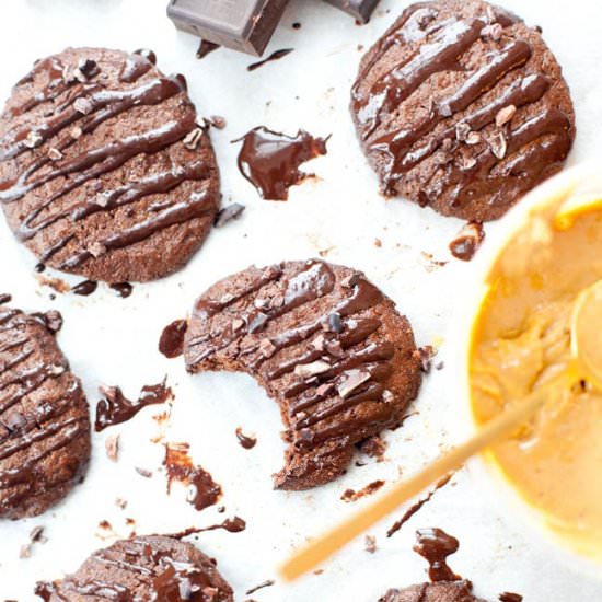Chocolate Peanut Butter Cookies - Recipe photo by OurFourForks