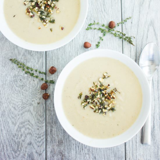 Cauliflower Hazelnut Pear Soup - Recipe photo by two.purple.figs
