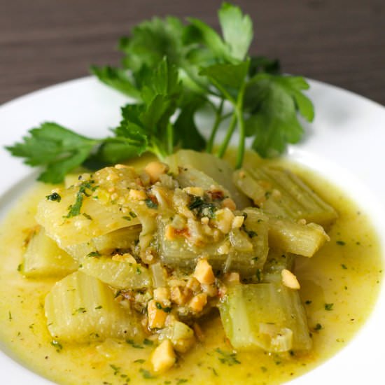 Cardoon in Marcona Almond Sauce - Recipe photo by saffronandsun