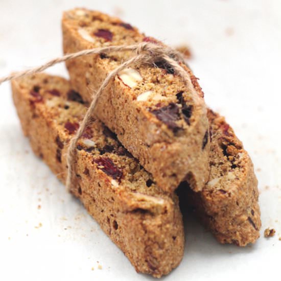 Biscotti w/ Cranberries & Chocolate - Recipe photo by thehealthycook