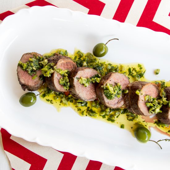 Lamb with Olive & Mint Salsa Verde - Recipe photo by brisketandbagels