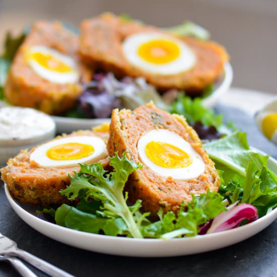 Giant Baked Chicken Scotch Eggs - Recipe photo by ChefDeHome