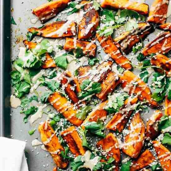 30-Minute Sesame Sweet Potatoes - Recipe photo by pinchofyum
