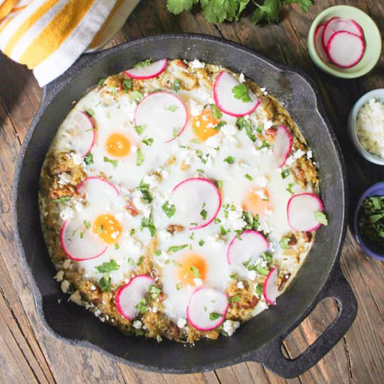 Baked Eggs with Quinoa and Salsa Verde - Recipe photo by domesticateme