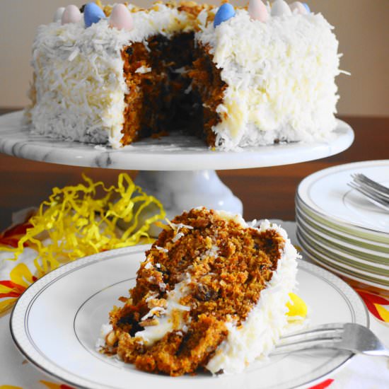 Coconut Carrot Easter Cake - Recipe photo by jeanieandluluskitchen