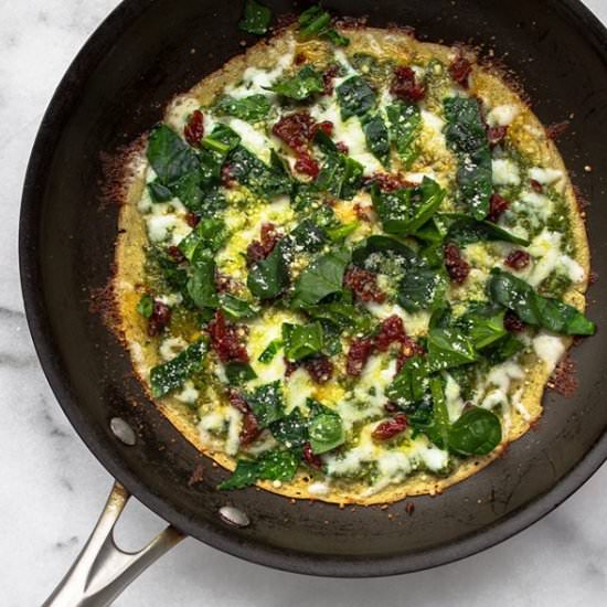 Chickpea-Crust Skillet Pizza - Recipe photo by Gluten Free Blondie
