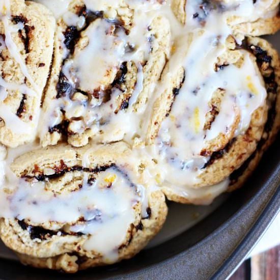 Fig & Walnut Orange Cinnamon Rolls - Recipe photo by thegoldlininggirl