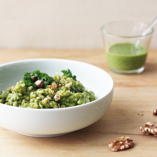 Kale and Walnut Pesto Risotto - Recipe photo by foodnouveau
