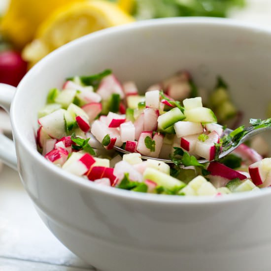 Crunchy Cucumber Radish Salad - Recipe photo by MunchkinTime