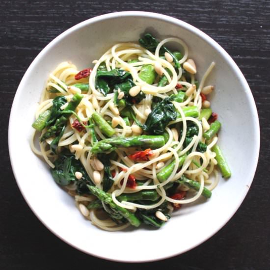 Lemon Spinach & Asparagus Spaghetti - Recipe photo by TwoGreenPeas