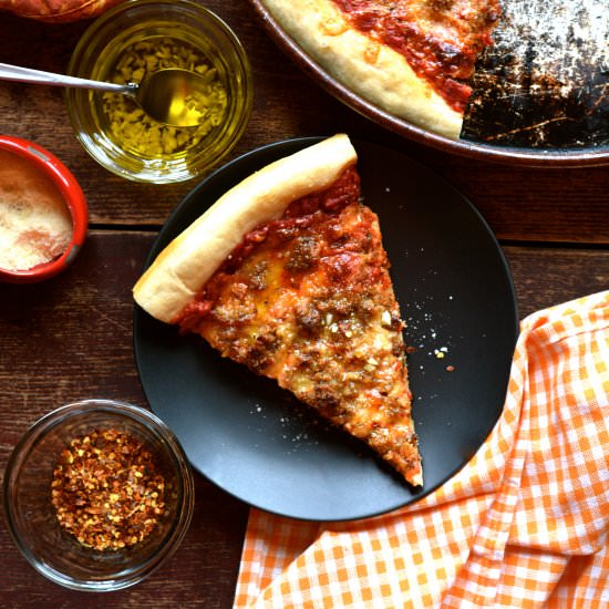 Meatball Pizza with Garlic Oil - Recipe photo by Ciao Chow Bambina