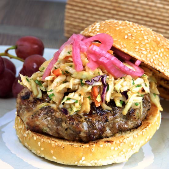 Asian Pork Burger with Asian Slaw - Recipe photo by LindySez