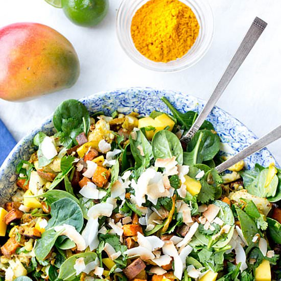 Spinach, Mango + Sweet Potato Salad - Recipe photo by OurFourForks