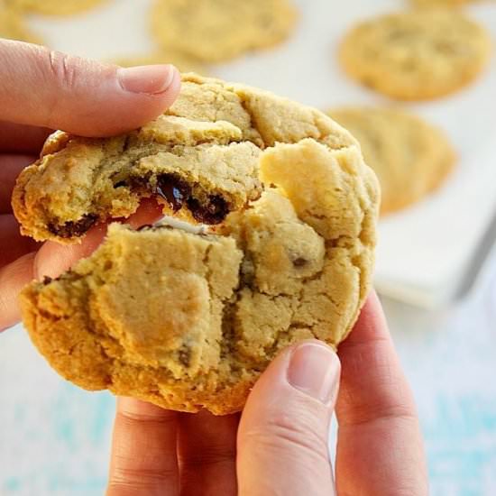 Crispy Chewy Chocolate Chip Cookies - Recipe photo by PinchandSwirl