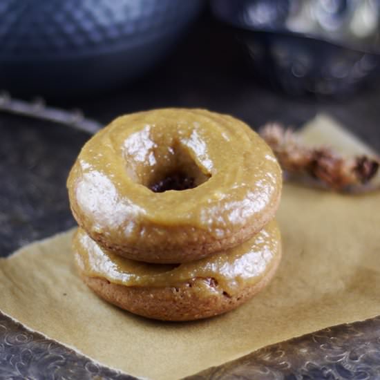 Maple Tahini Glazed Baked Donuts - Recipe photo by Audrey @ Unconventional Baker