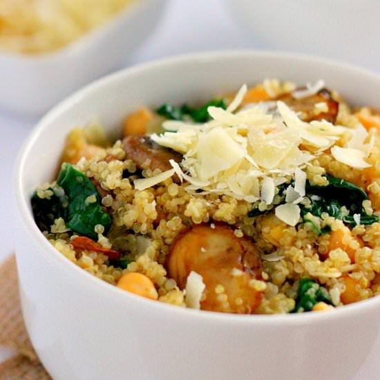 Spinach and Mushroom Quinoa Bowls - Recipe photo by pumpkinnspice