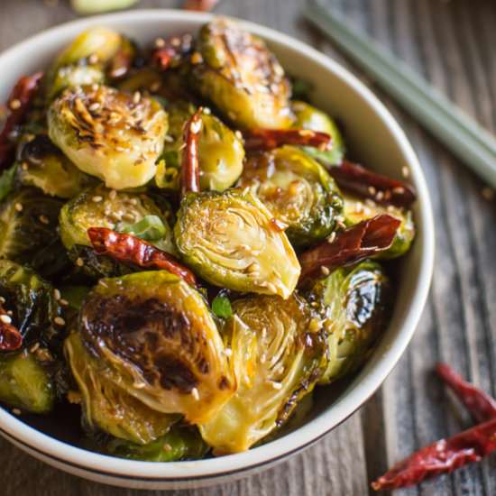 General Tso's Brussels Sprouts - Recipe photo by healthynibblesandbits